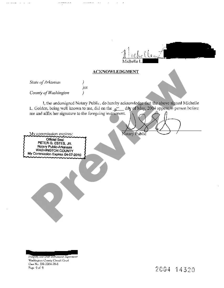 Preview A08 Legal Separation, Property and Debt Distribution Agreement