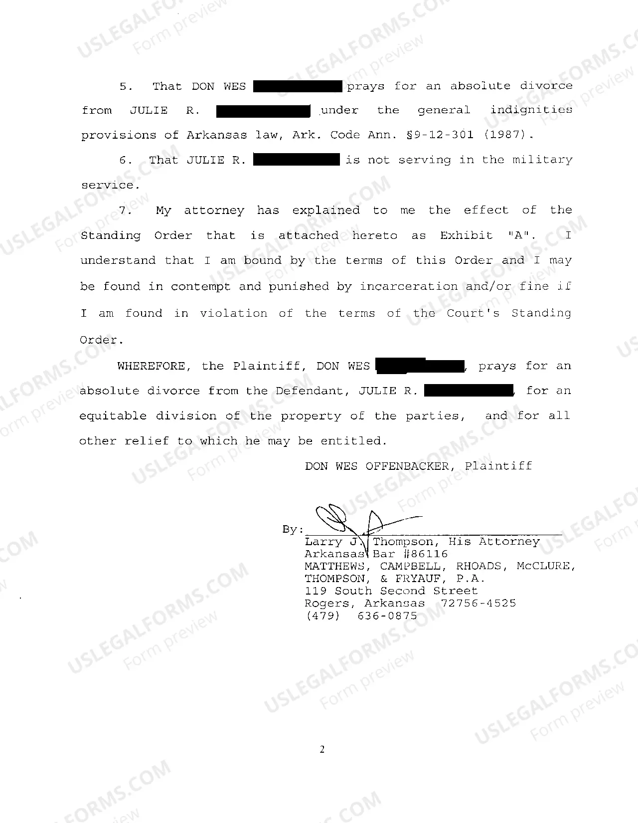 Preview A02 Complaint For Divorce with No Children