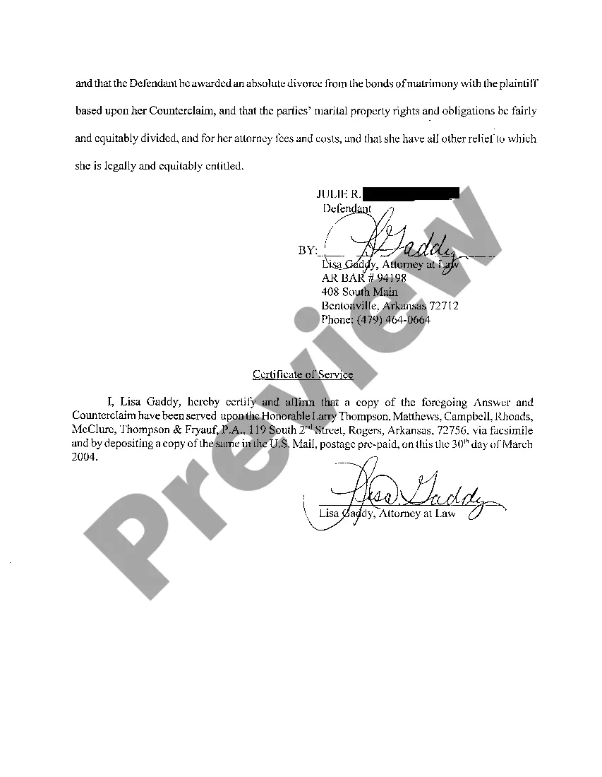 Preview A09 Answer and Counterclaim on Divorce with No Children