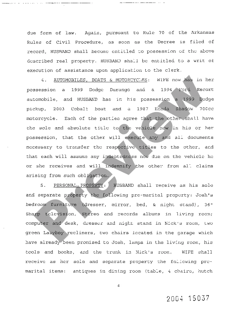 Preview A12 Property Settlement Agreement on Divorce with No Children