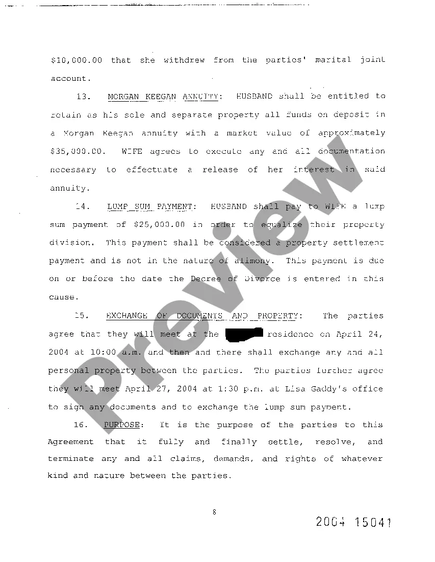 Preview A12 Property Settlement Agreement on Divorce with No Children