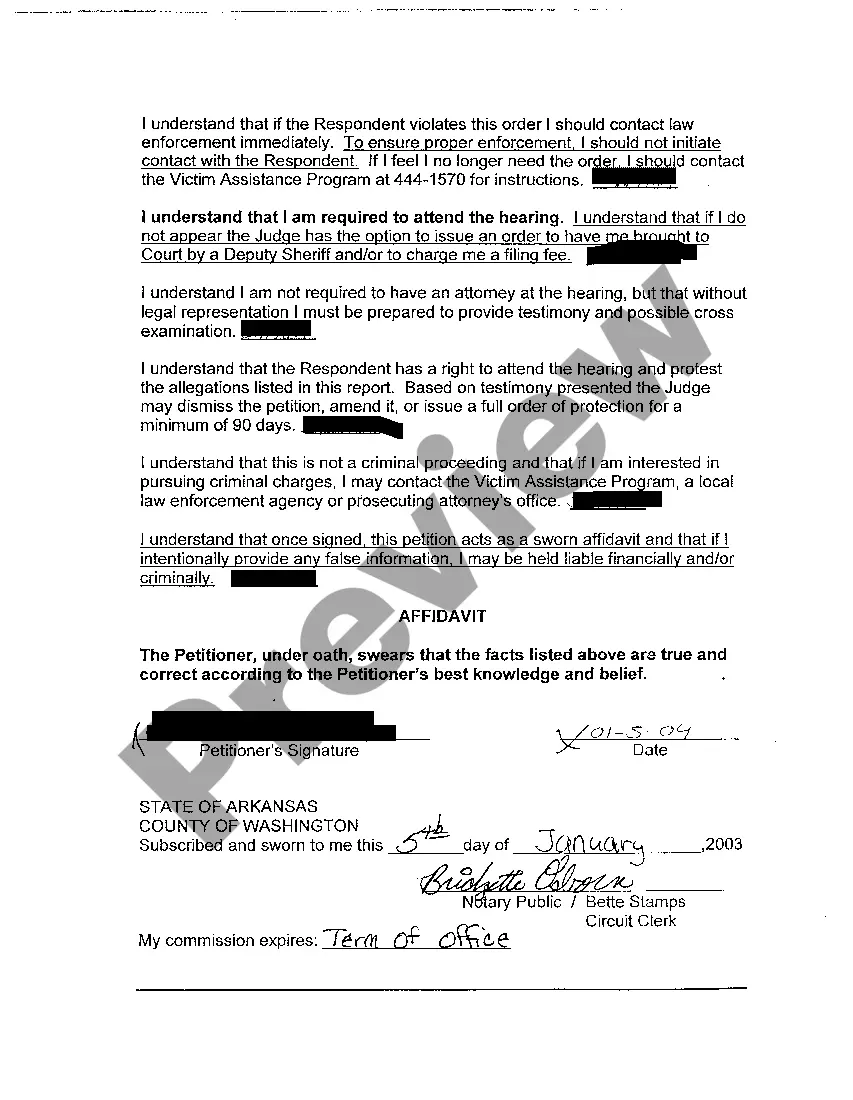 Preview A02 Petition For Order of Protection