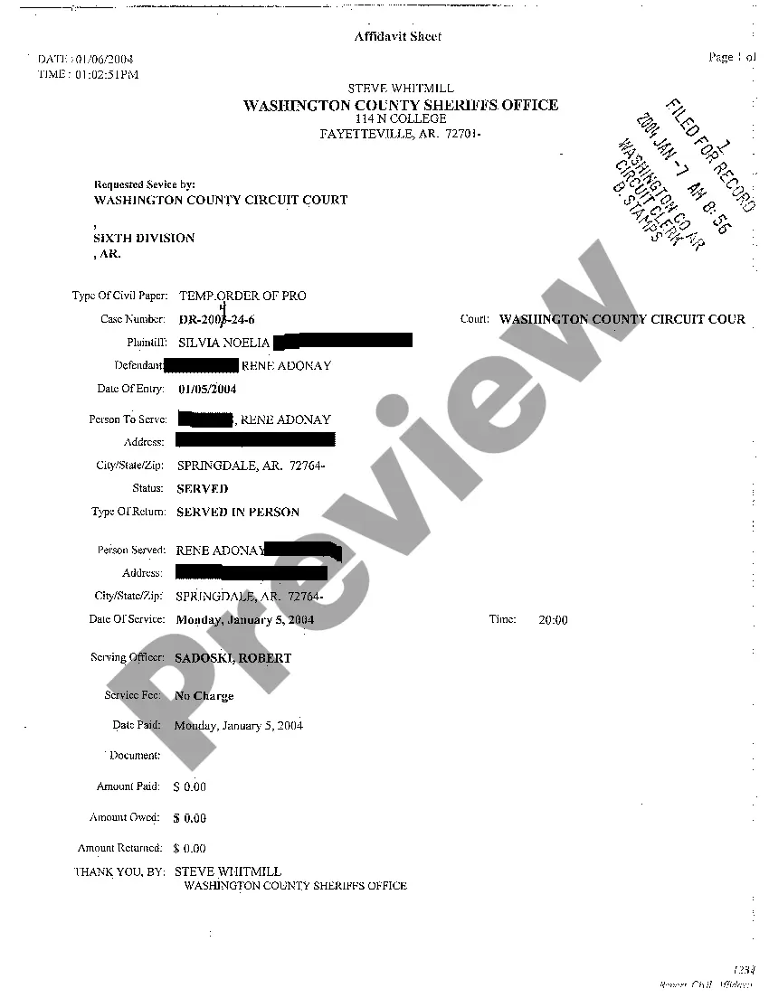 Preview Temporary Order of Protection