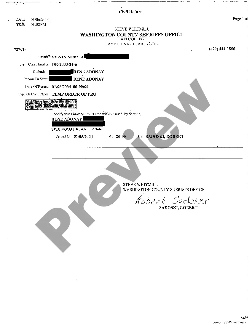 Preview Temporary Order of Protection