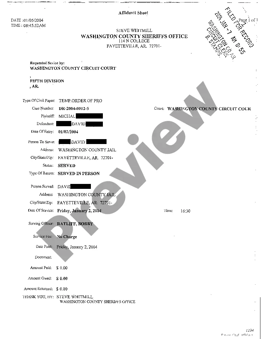 Preview Temporary Order of Protection