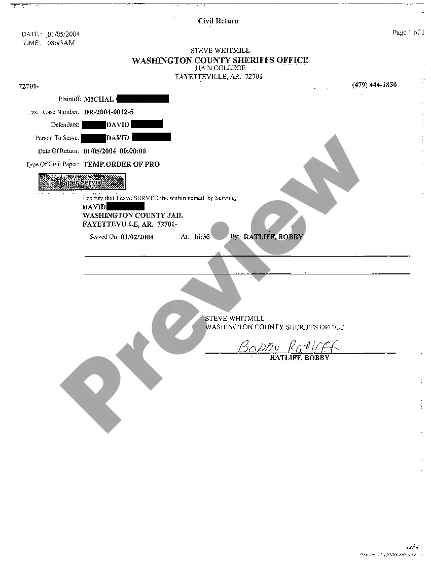 Preview Temporary Order of Protection