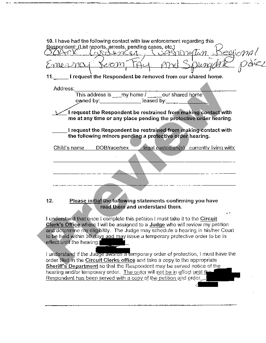 Preview A02 Petition For Order of Protection