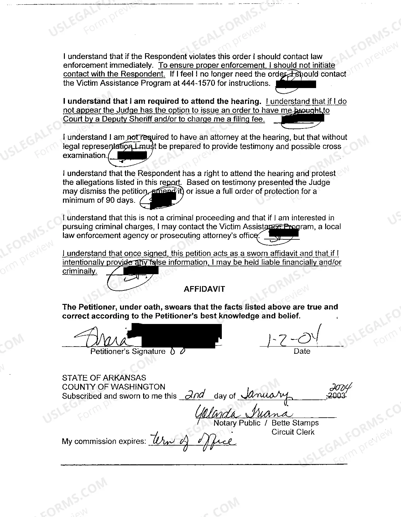 Preview A02 Petition For Order of Protection