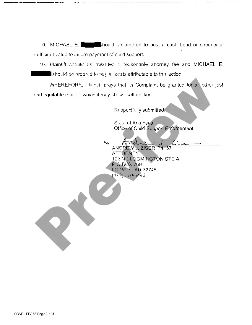 Preview A02 Complaint For Child Support