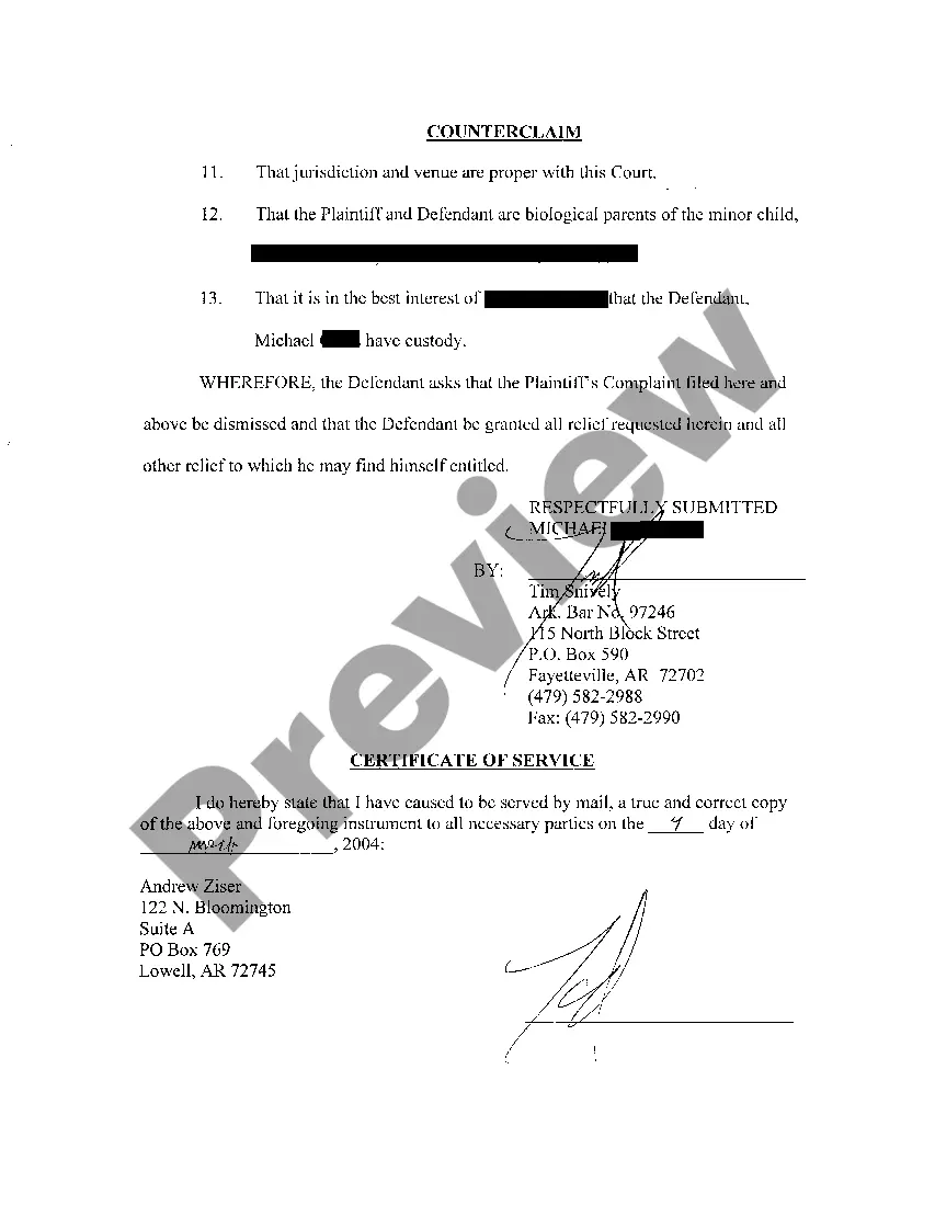 Preview A04 Answer and Counterclaim To Complaint For Child Support