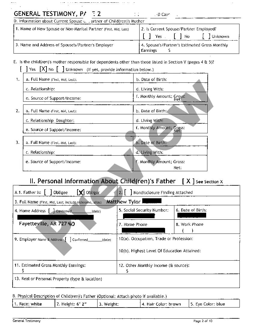 Preview A02 Uniform Support Petition for Child Support