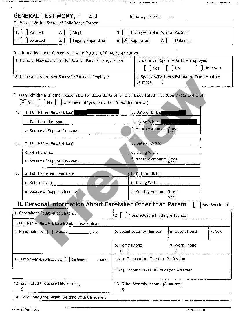 Preview A02 Uniform Support Petition for Child Support