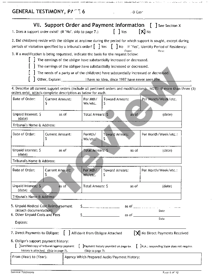 Preview A02 Uniform Support Petition for Child Support
