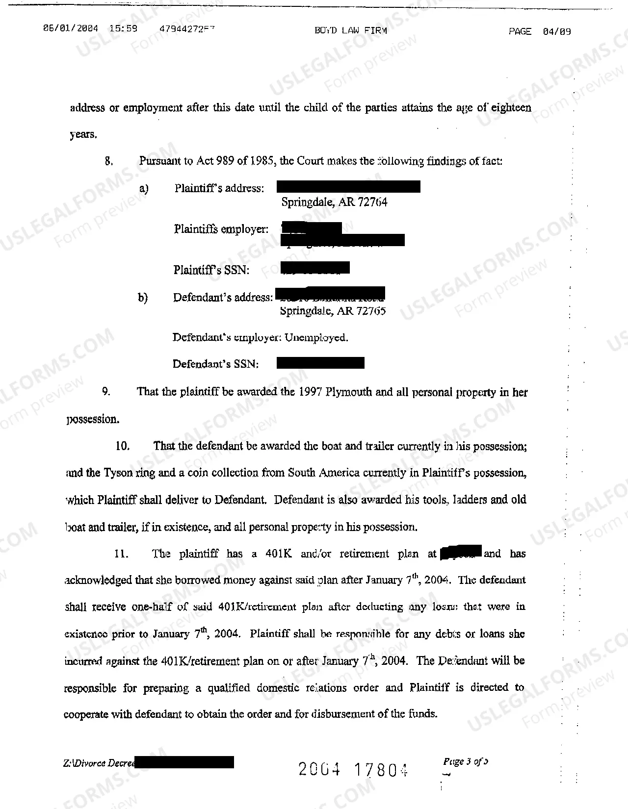 Preview A08 Decree of Divorce for Divorce with Children