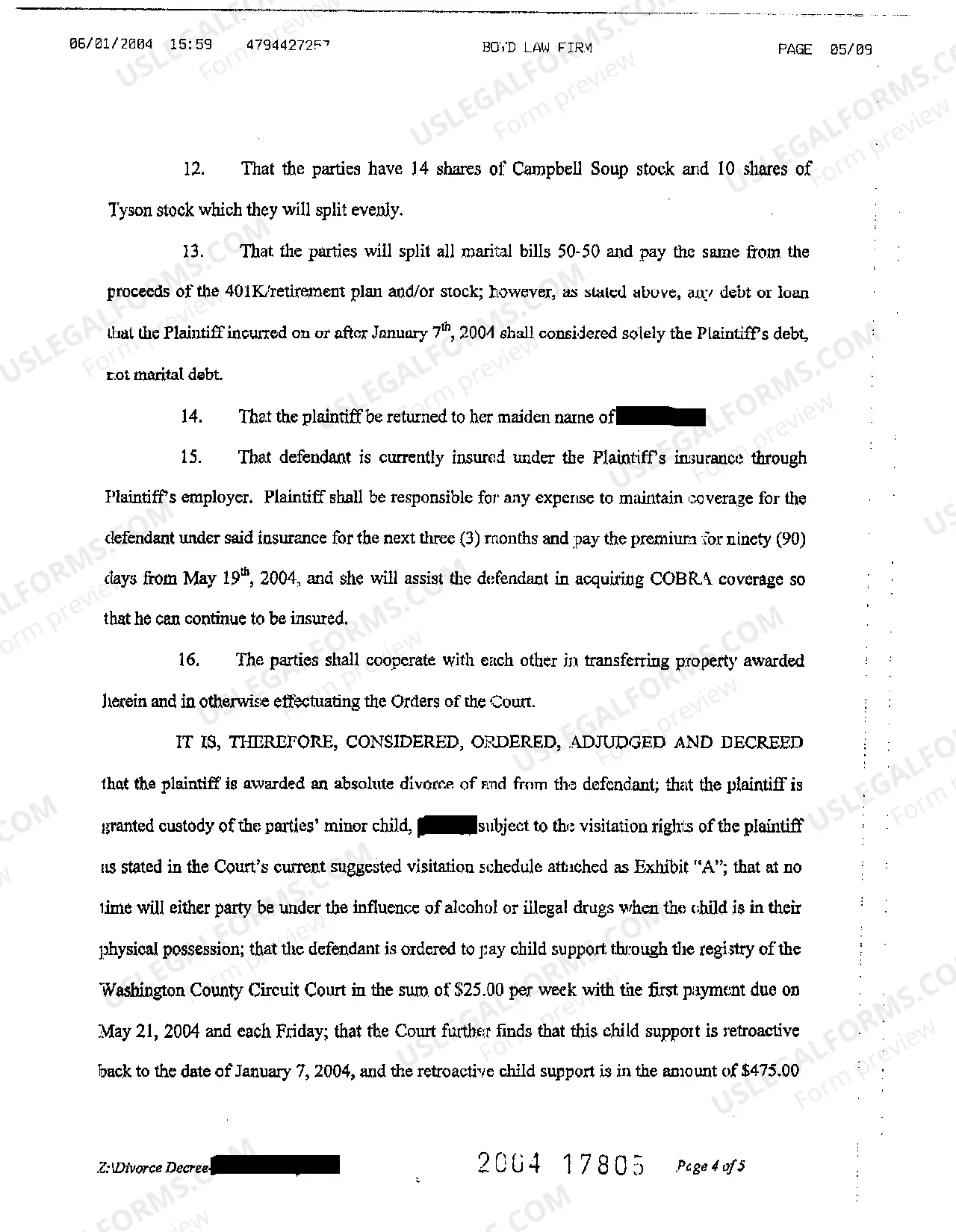 Preview A08 Decree of Divorce for Divorce with Children