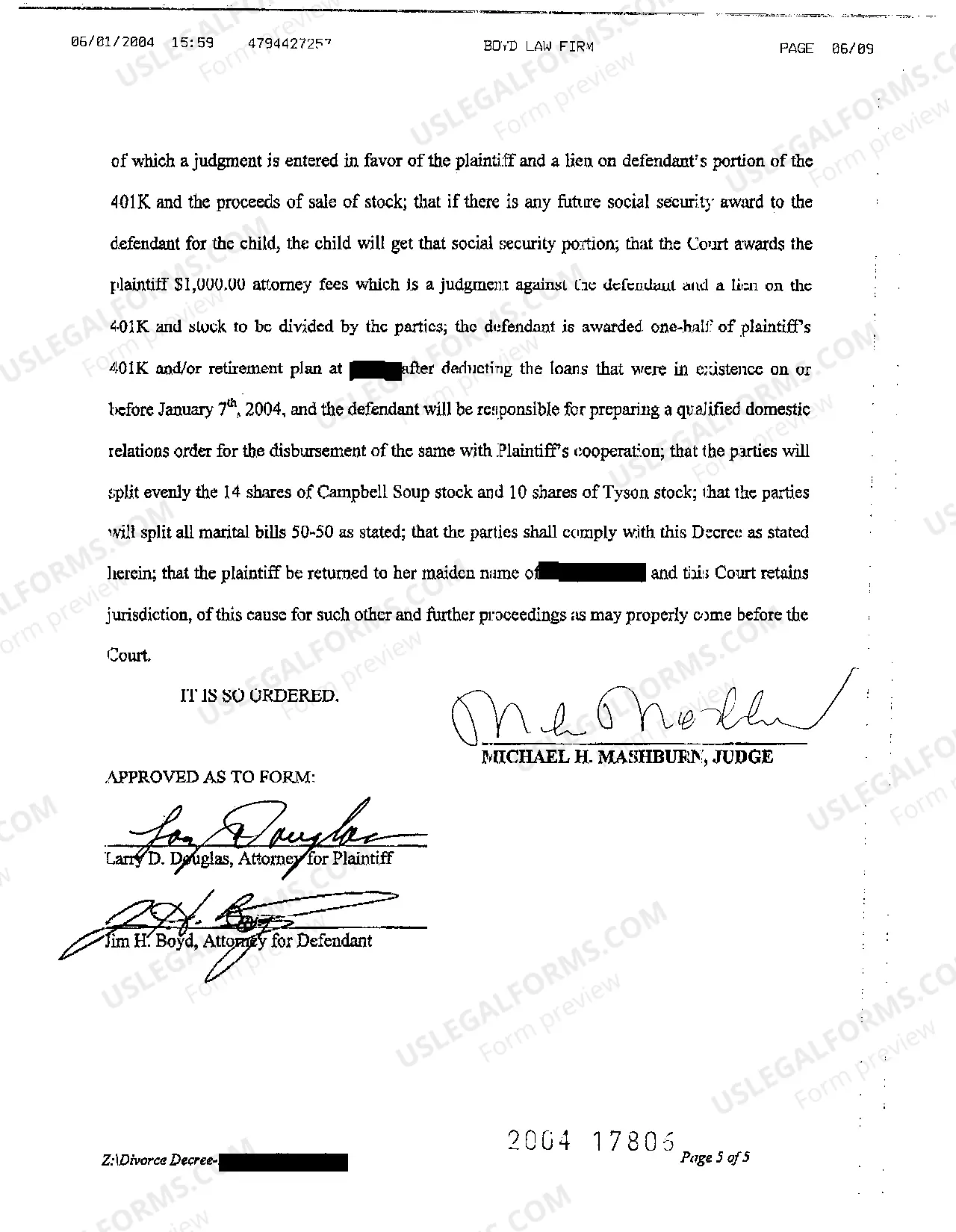 Preview A08 Decree of Divorce for Divorce with Children