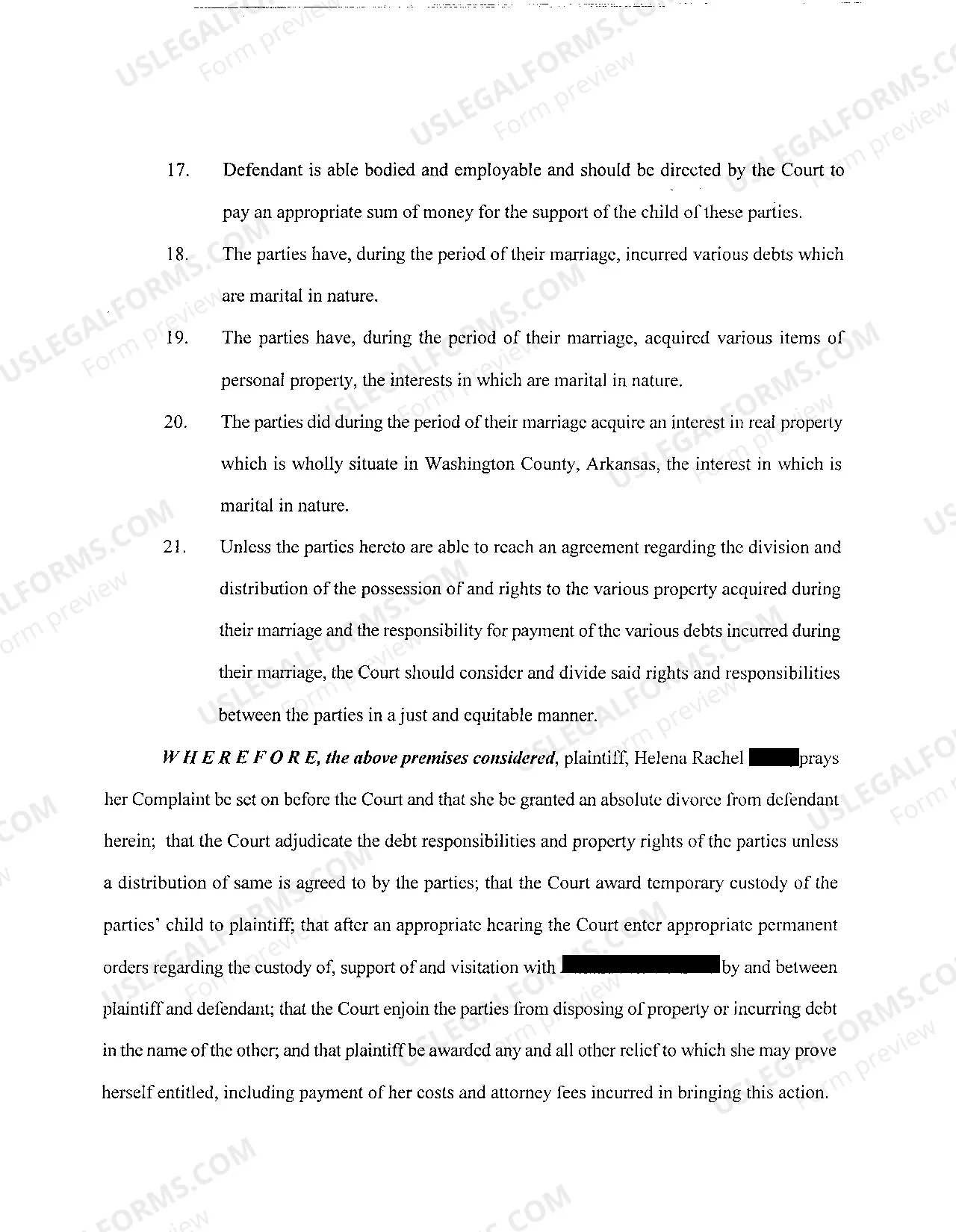 Preview A05 Substituted Complaint For Divorce with Children