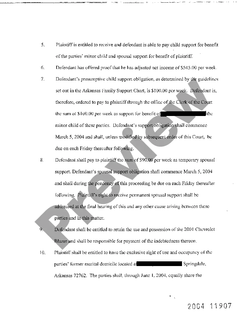 Preview A06 Agreed Temporary Order on Divorce with Children