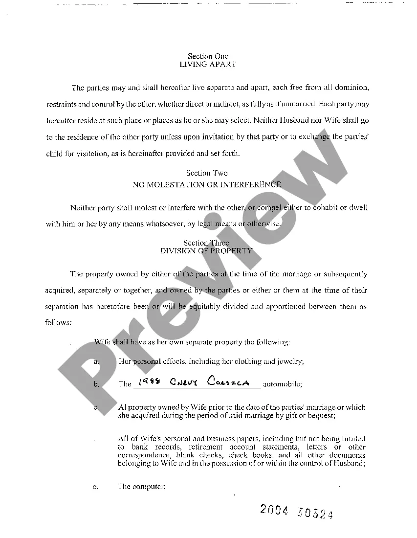 Preview A08 Custody, Property, and Debt Distribution Agreement in Divorce with Children
