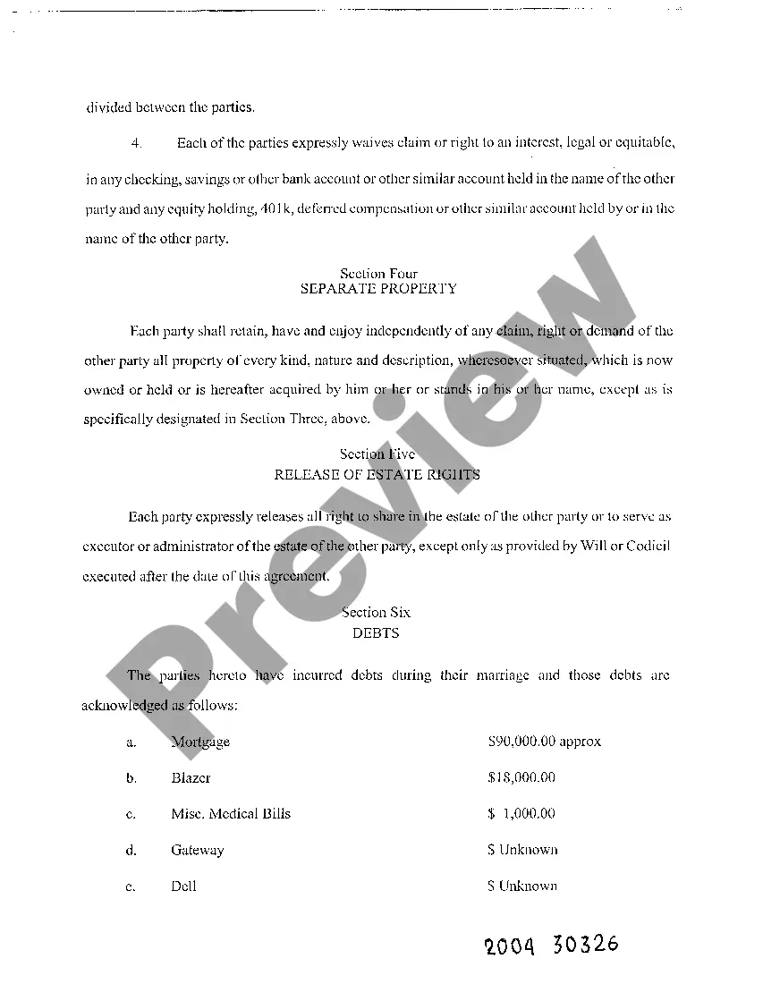Preview A08 Custody, Property, and Debt Distribution Agreement in Divorce with Children