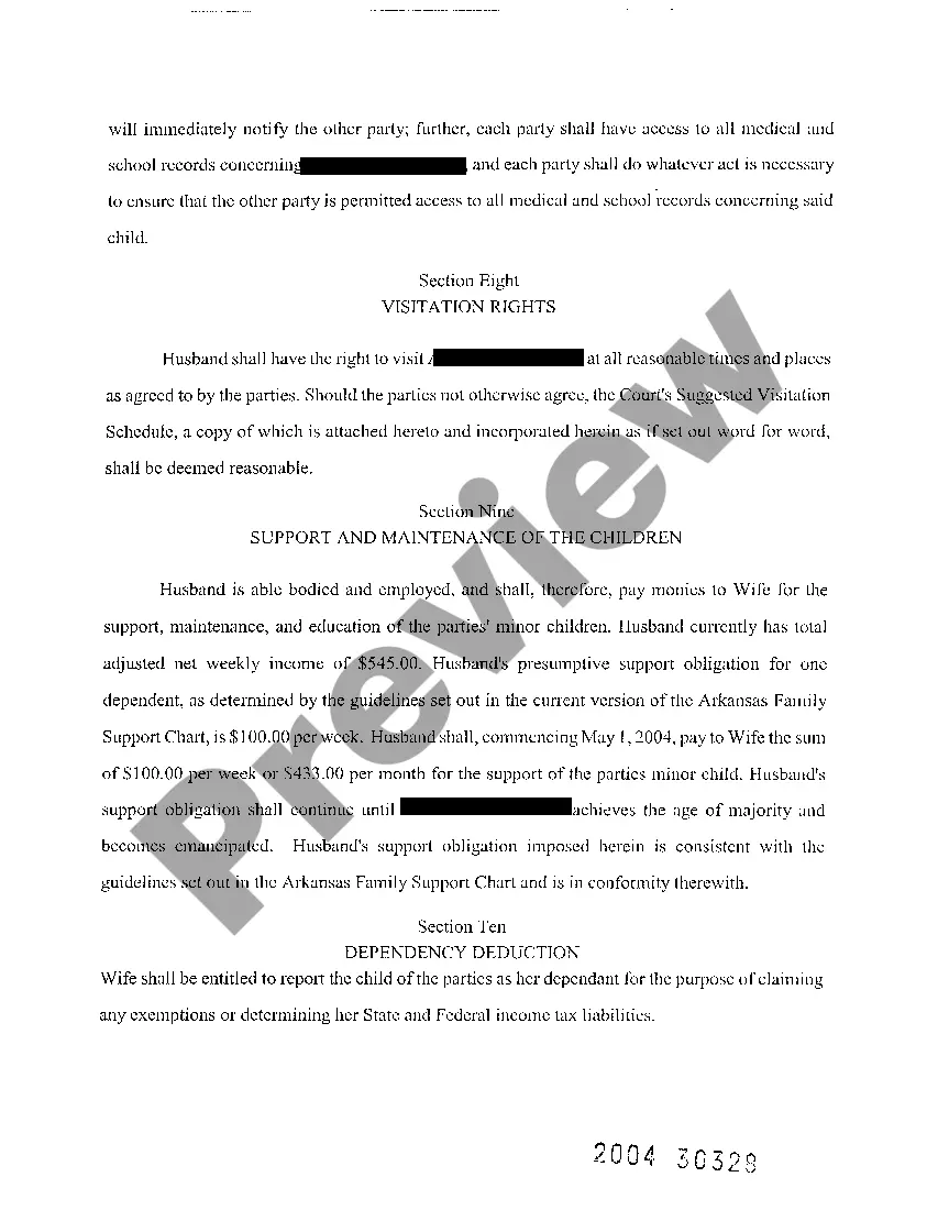 Preview A08 Custody, Property, and Debt Distribution Agreement in Divorce with Children