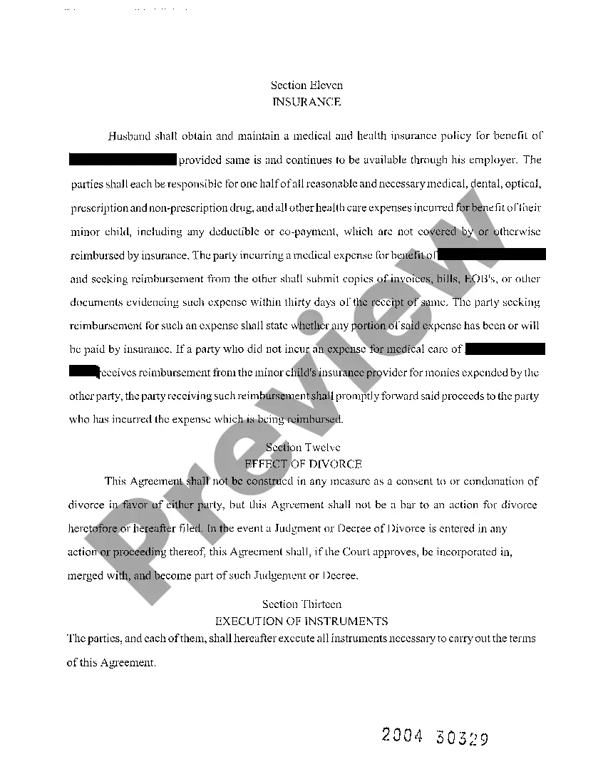 Preview A08 Custody, Property, and Debt Distribution Agreement in Divorce with Children