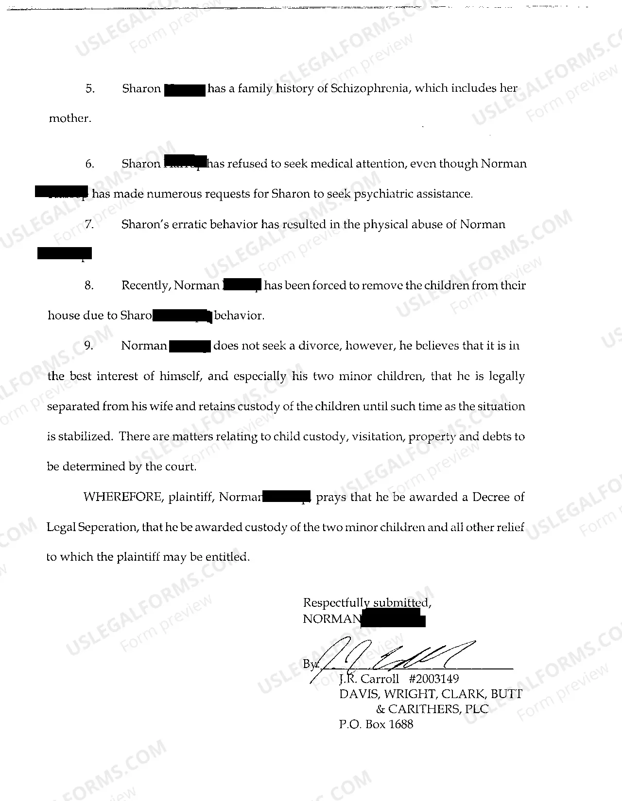 Preview A02 Complaint For Legal Separation with Children