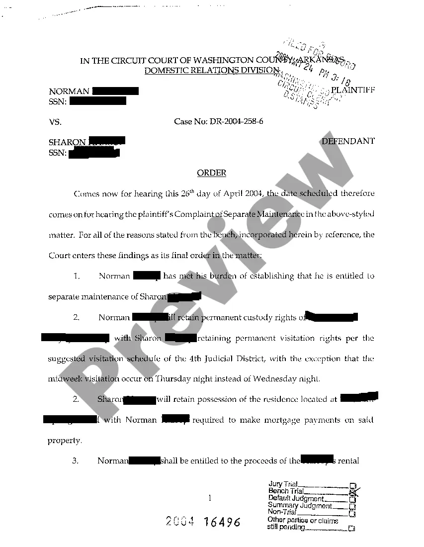 Get A07 Order on Complaint for Legal Separation with Children Preview A07 Order on Complaint for Legal Separation with Children