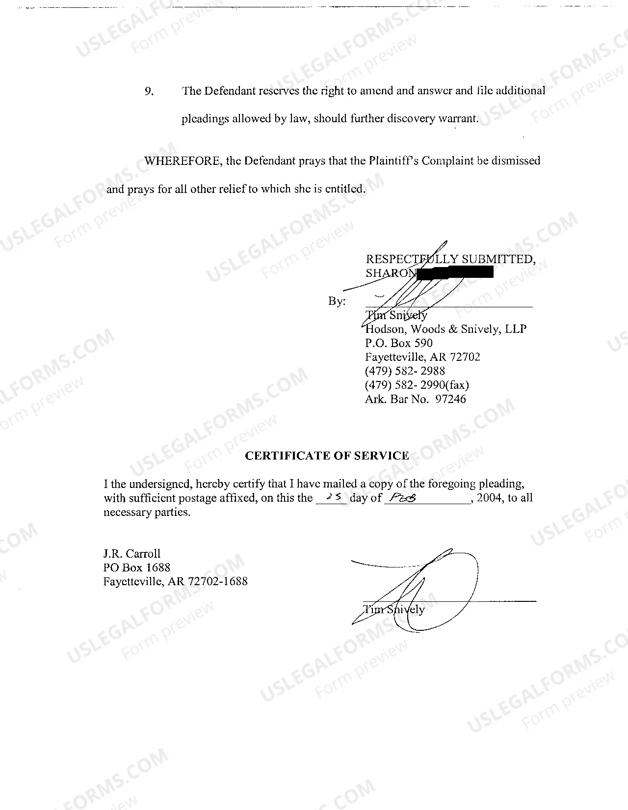 Preview A08 Defendant's Answer To Complaint For Legal Separation