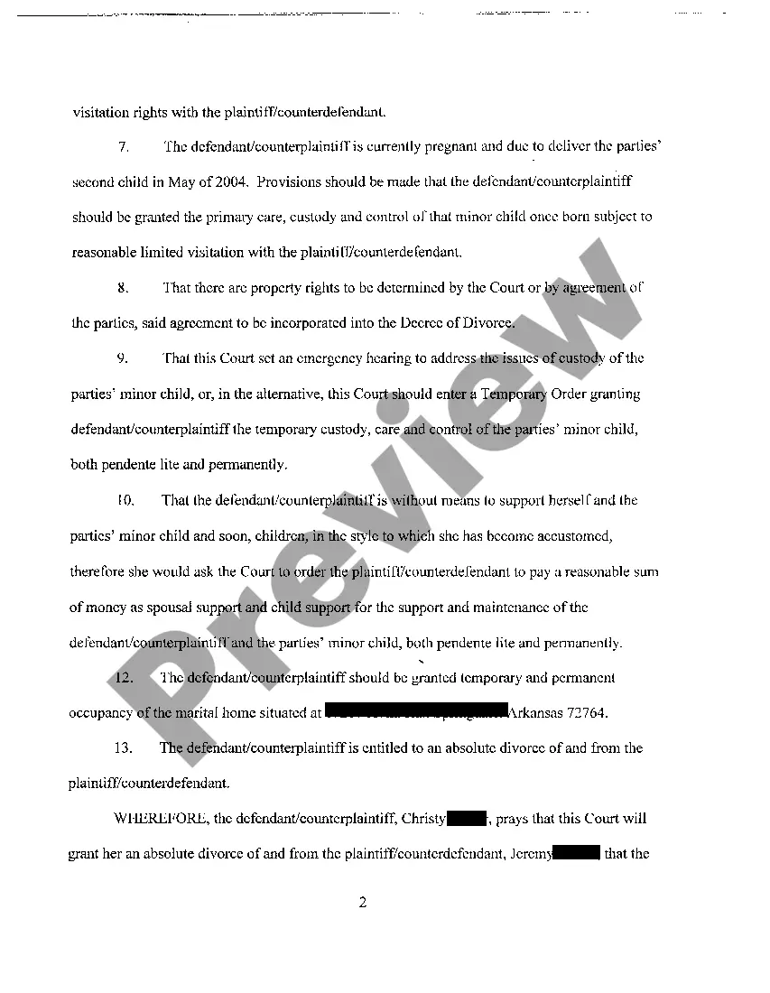Preview A04 Counterclaim For Divorce with Children