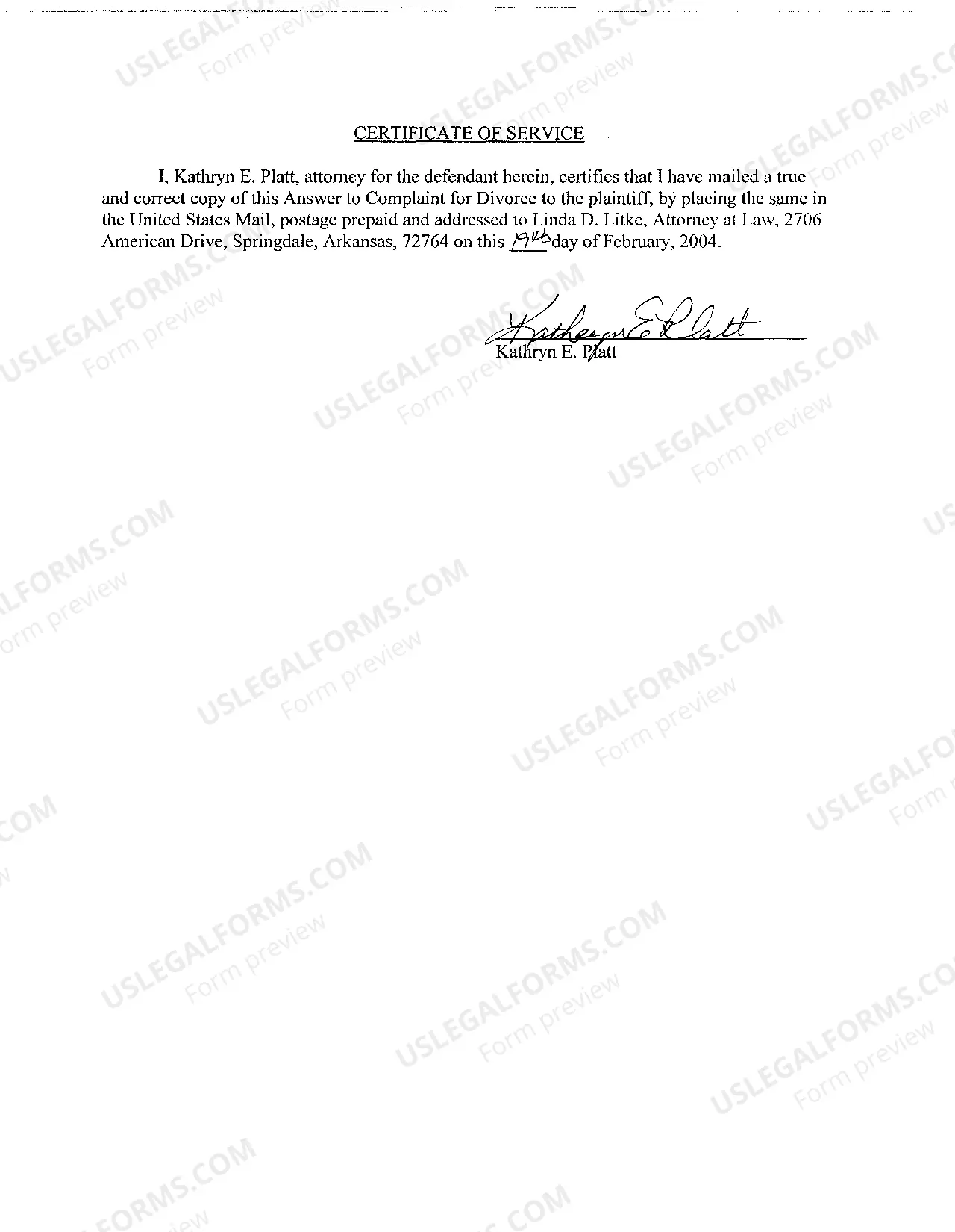 Preview A05 Answer To Complaint For Divorce with Children