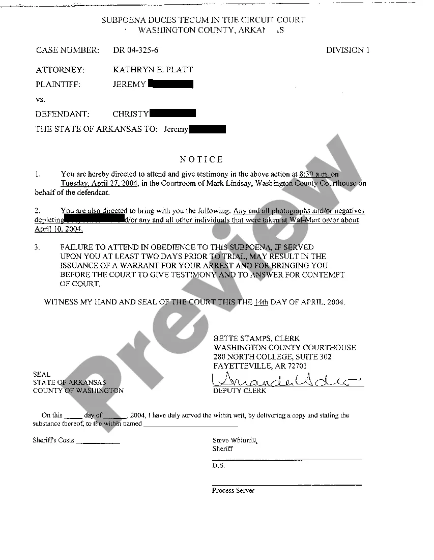 Preview A08 Subpoena Duces Tecum