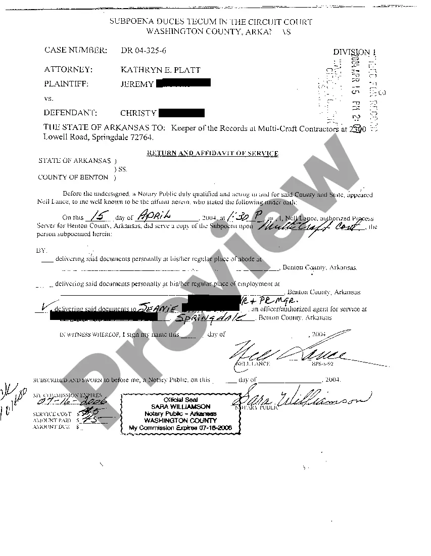 Preview A08 Subpoena Duces Tecum