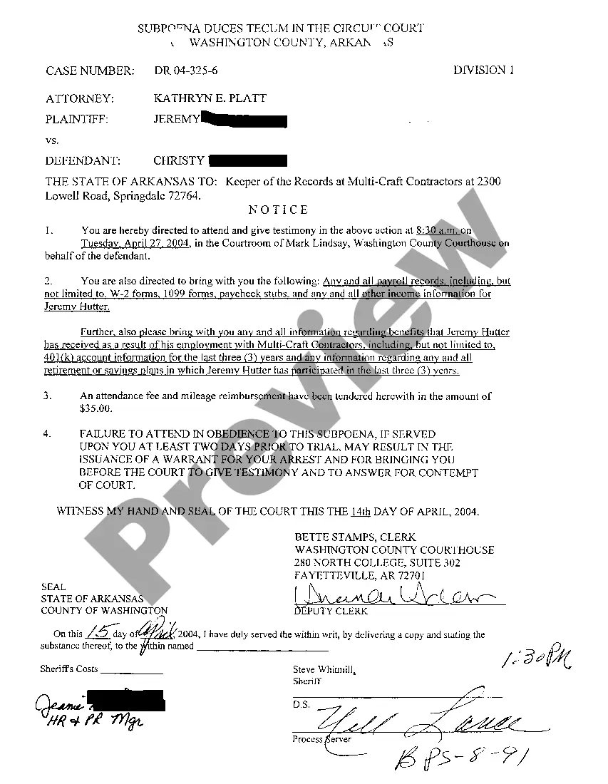 Preview A08 Subpoena Duces Tecum