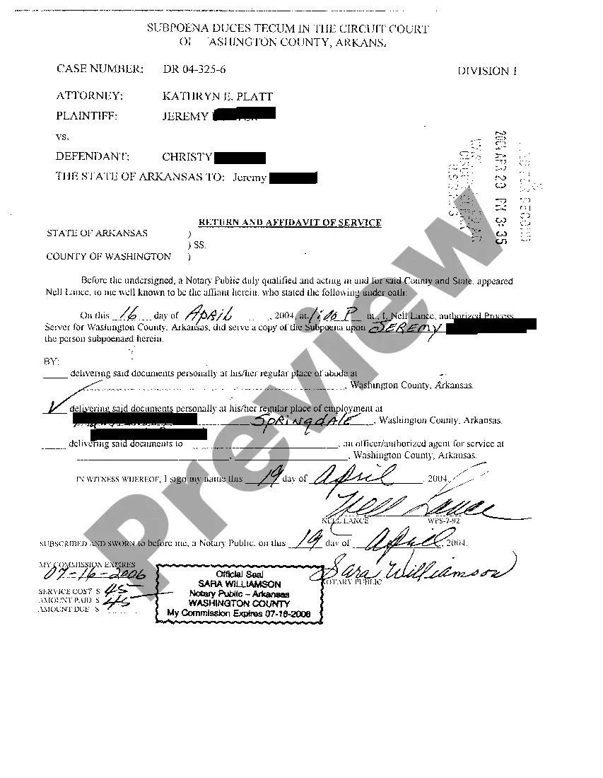 Preview A08 Subpoena Duces Tecum