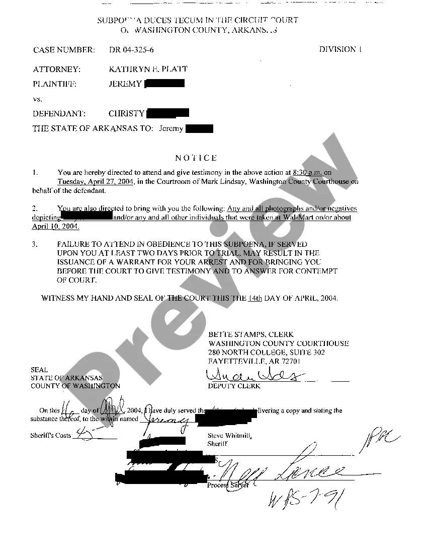 Preview A08 Subpoena Duces Tecum