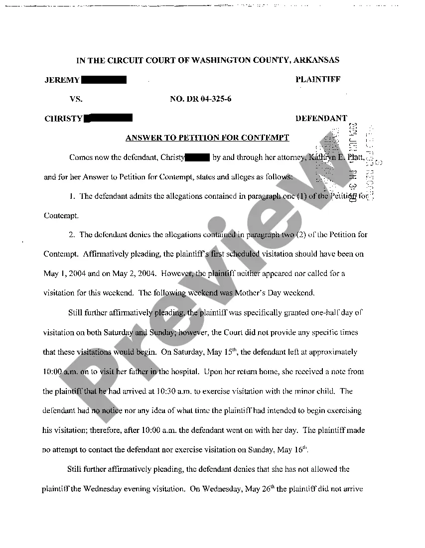 Get A16 Answer To Petition For Contempt Preview A16 Answer To Petition For Contempt