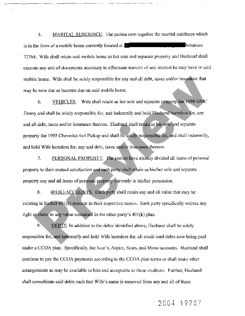 Get A17 Child Custody, Property, and Debt Distribution Agreement on Divorce with Children Preview A17 Child Custody, Property, and Debt Distribution Agreement on Divorce with Children