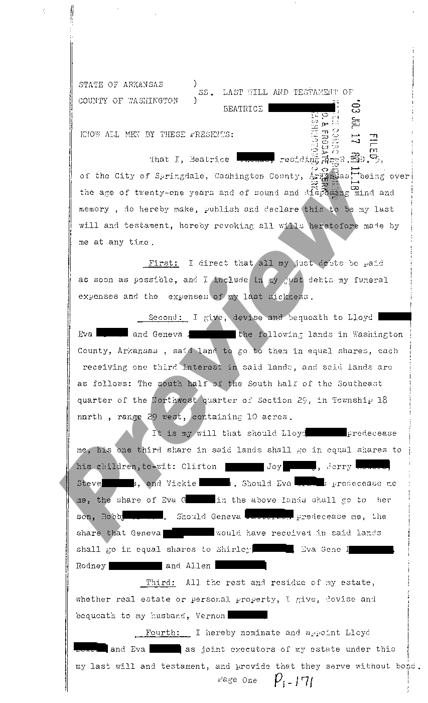 Arkansas Petition For Probate of Will and Appointment of Personal