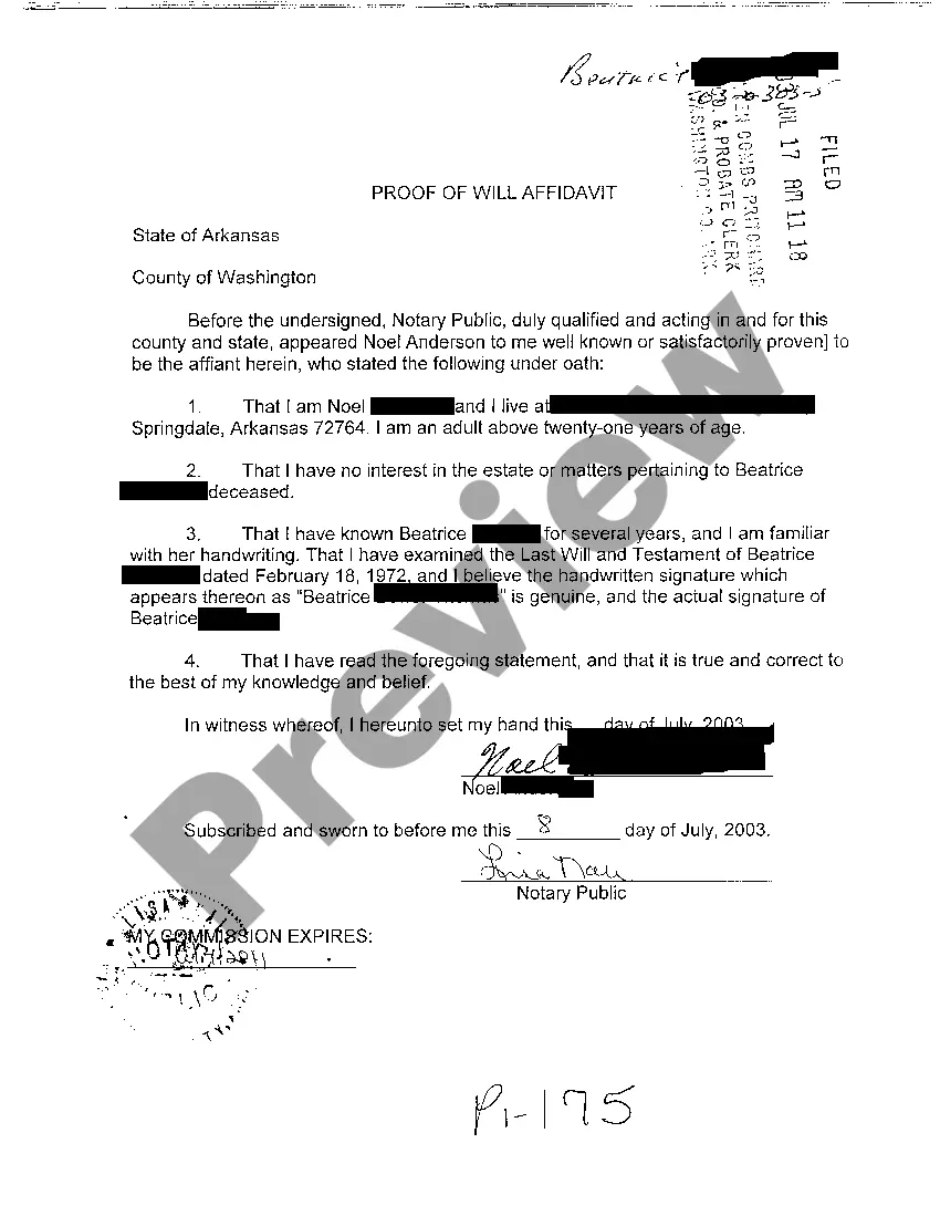 Preview A04 Proof of Will Affidavit