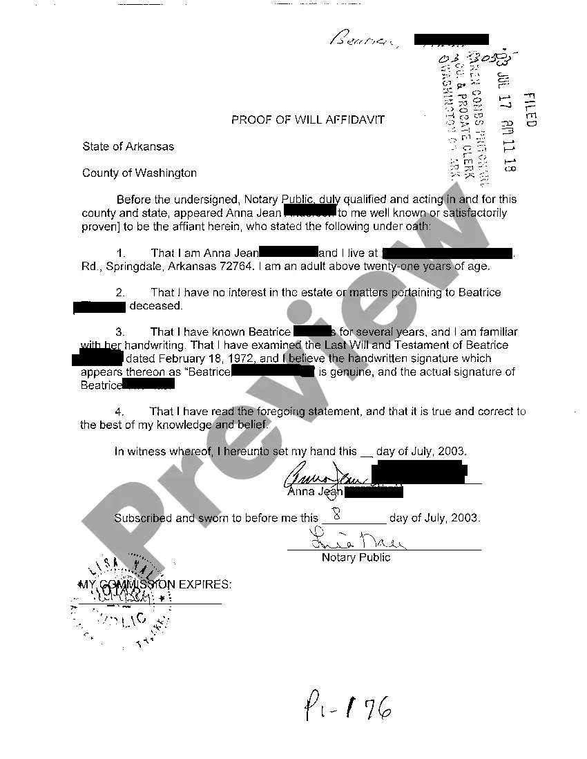 Preview A04 Proof of Will Affidavit