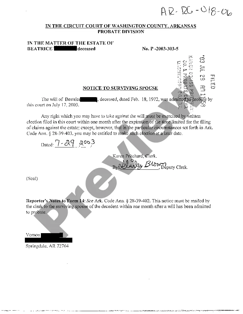 Get A06 Notice To Surviving Spouse Preview A06 Notice To Surviving Spouse