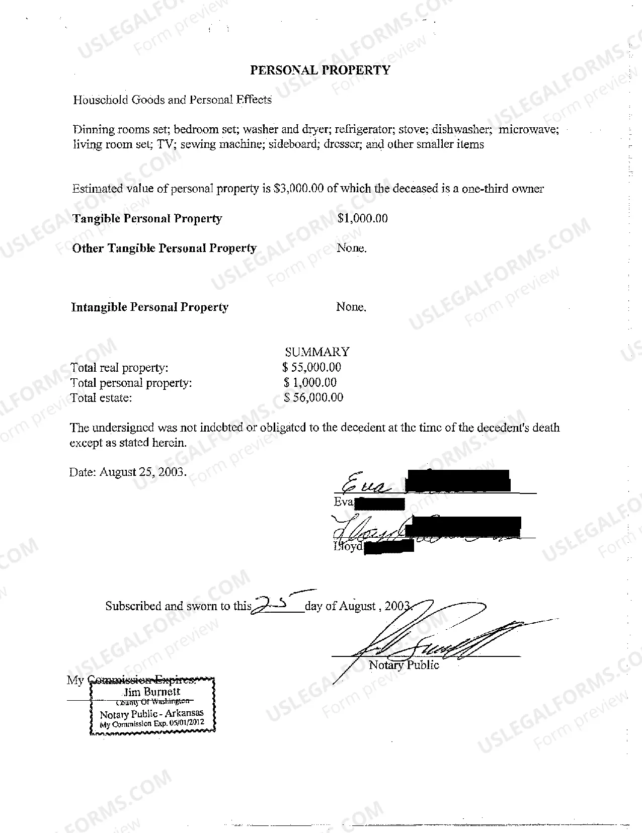 Preview Inventory of Decedent's Estate