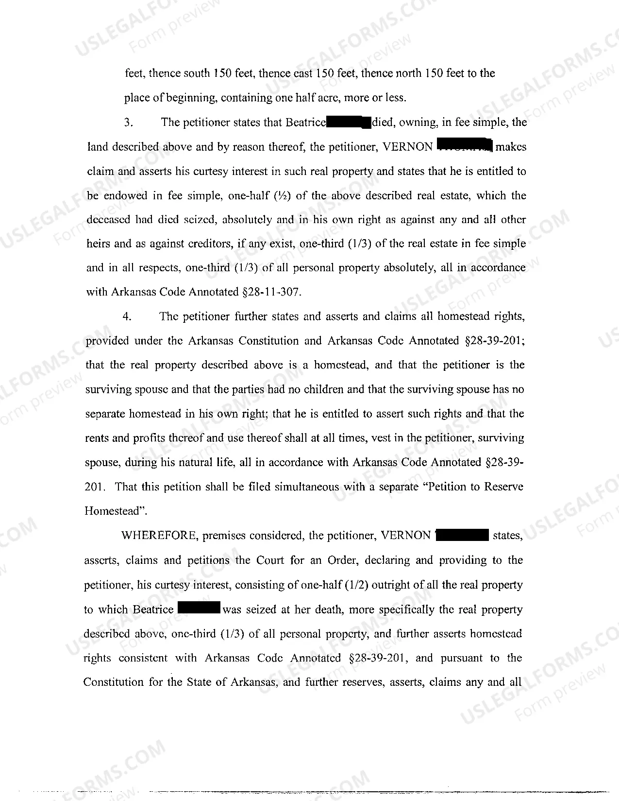 Preview A09 Petition For Claim of Courtesy and Homestead