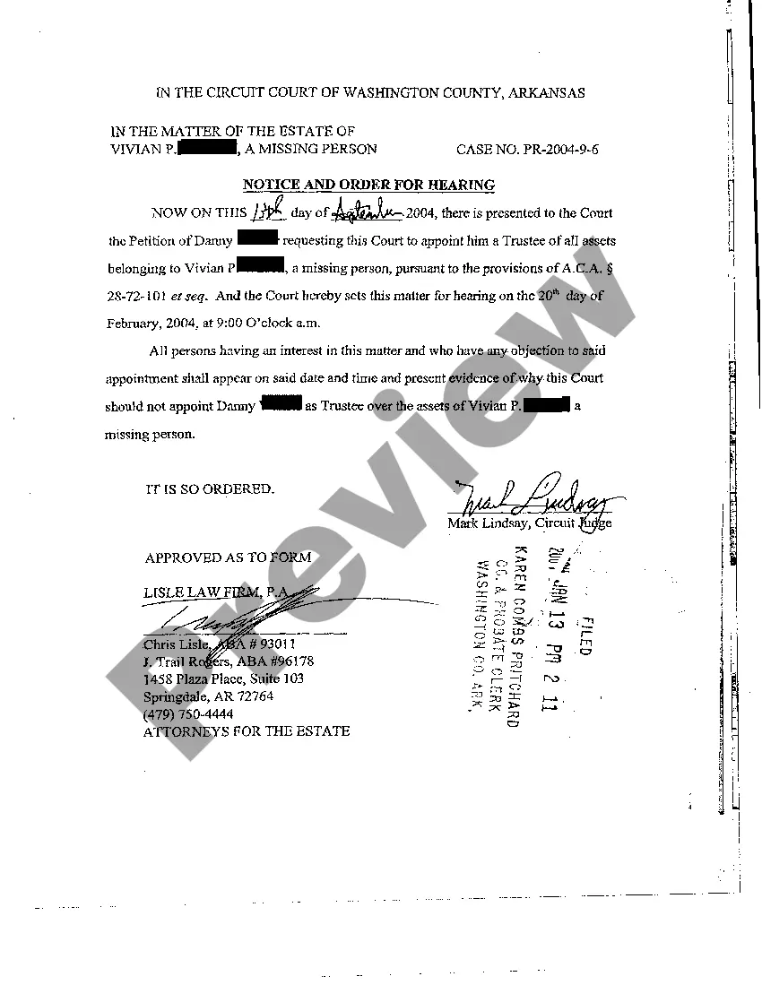 Get A03 Notice of Order For Hearing Preview A03 Notice of Order For Hearing