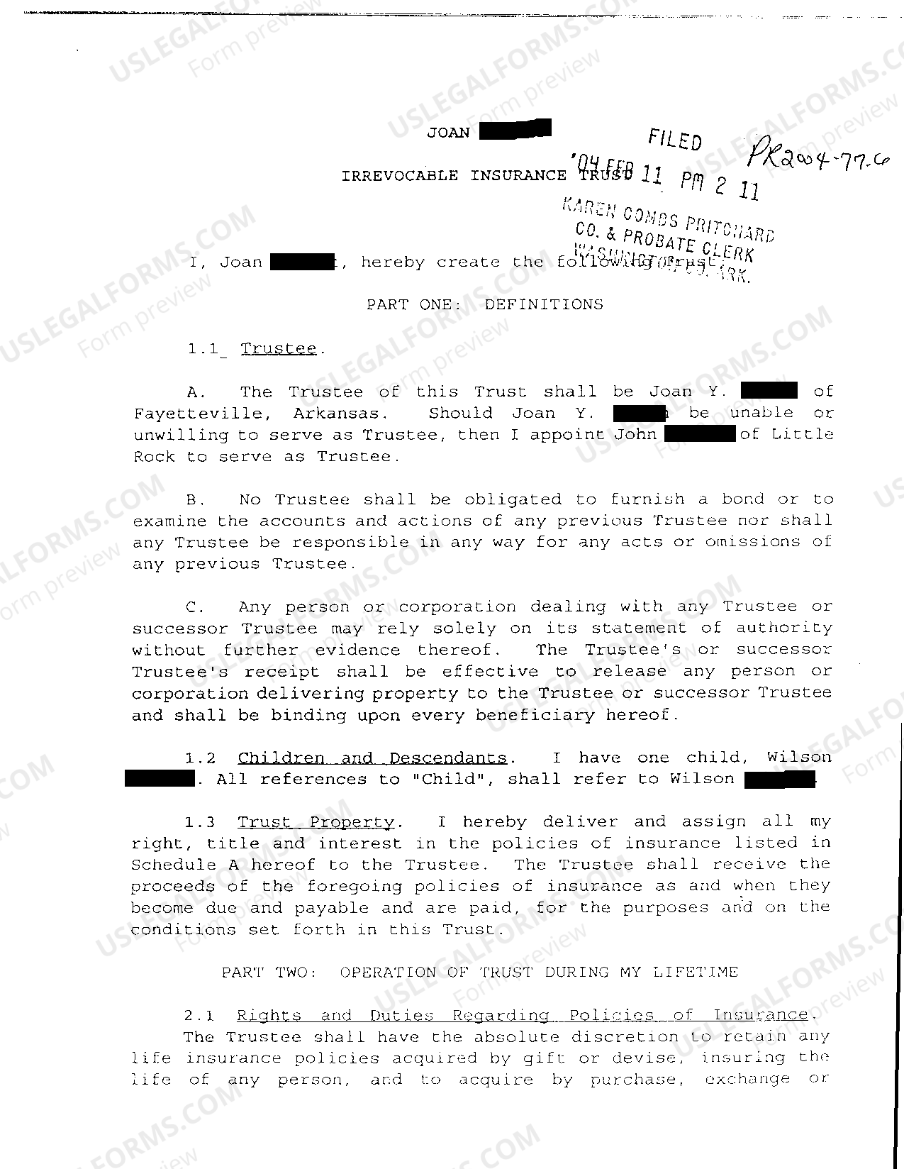 Arkansas Petition For Resignation of Trustee and Appointment of ...