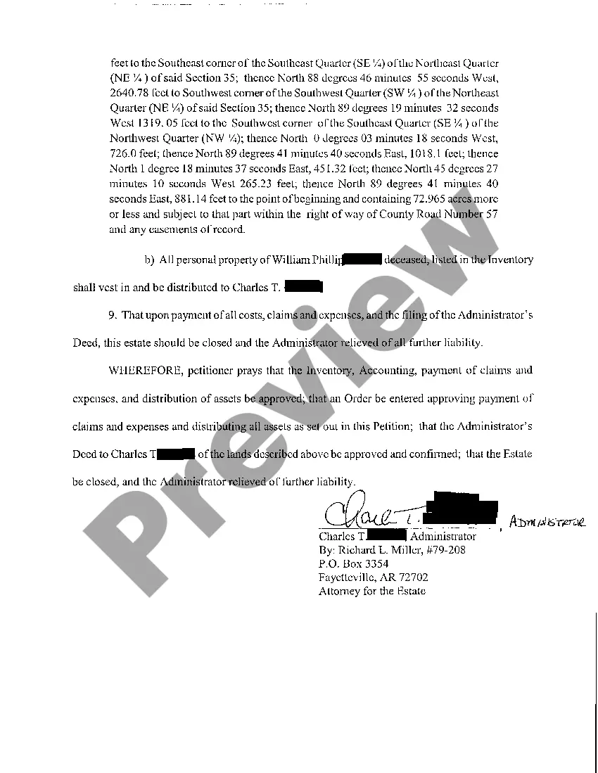 Preview A04 Petition To Approve Accounting, Distribute Assets and To Close Estate