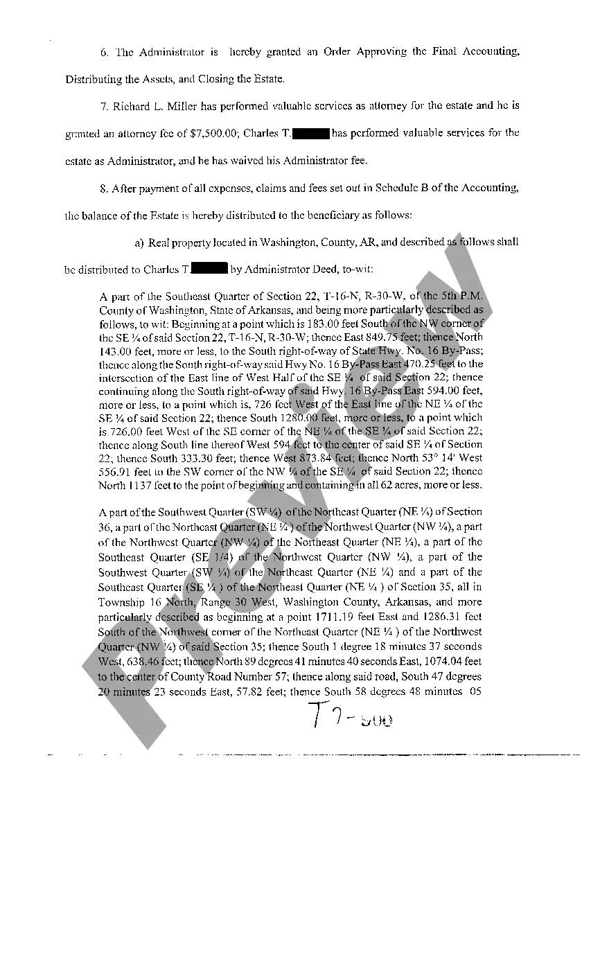 Preview A08 Order Approving Accounting, Distributing Assets and To Closing Estate