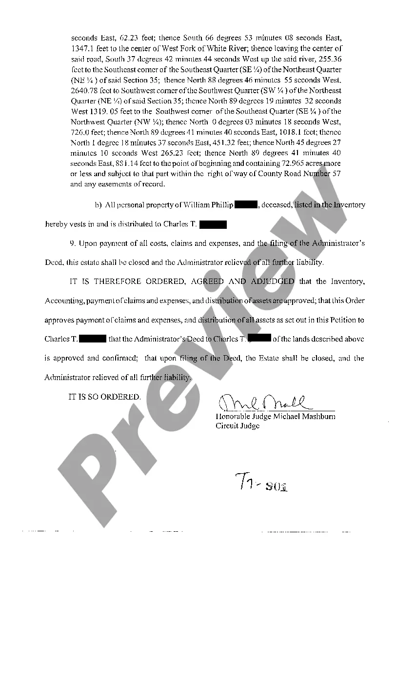 Preview A08 Order Approving Accounting, Distributing Assets and To Closing Estate