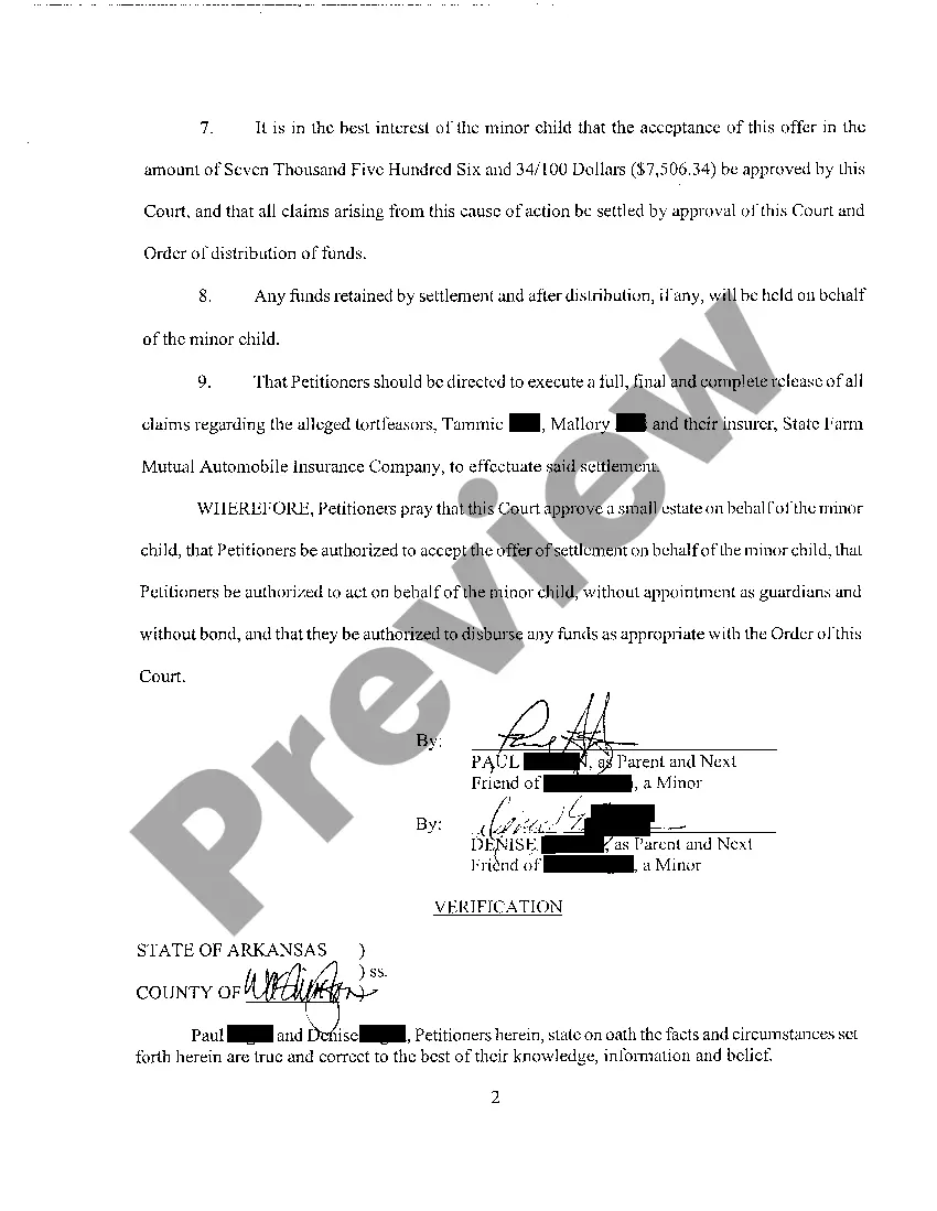 Preview A03 Petition To Dispense With Guardianship and For Authority To Compromise and Settle Claims and Distribute Proceeds